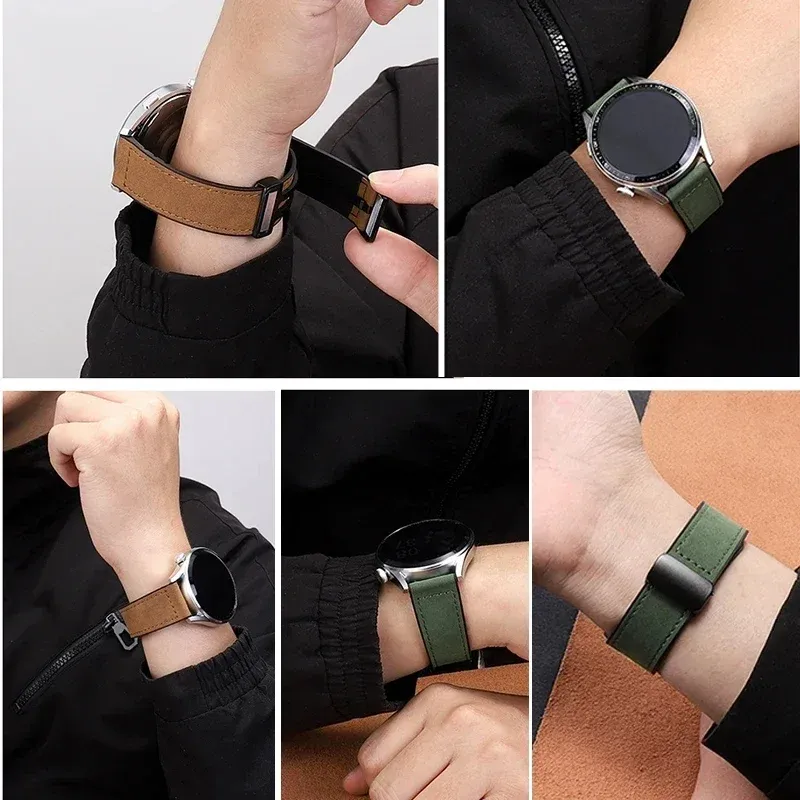 Bracelet cuir silicone magnétique Samsung Galaxy Watch 4 à 7