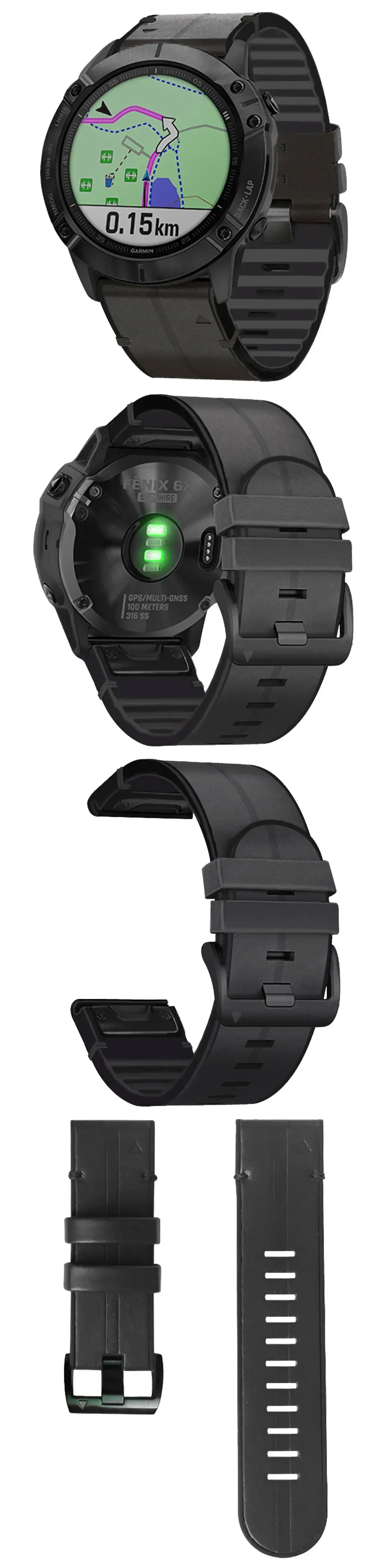 Bracelet cuir silicone Quickfit 22 à 26 mm