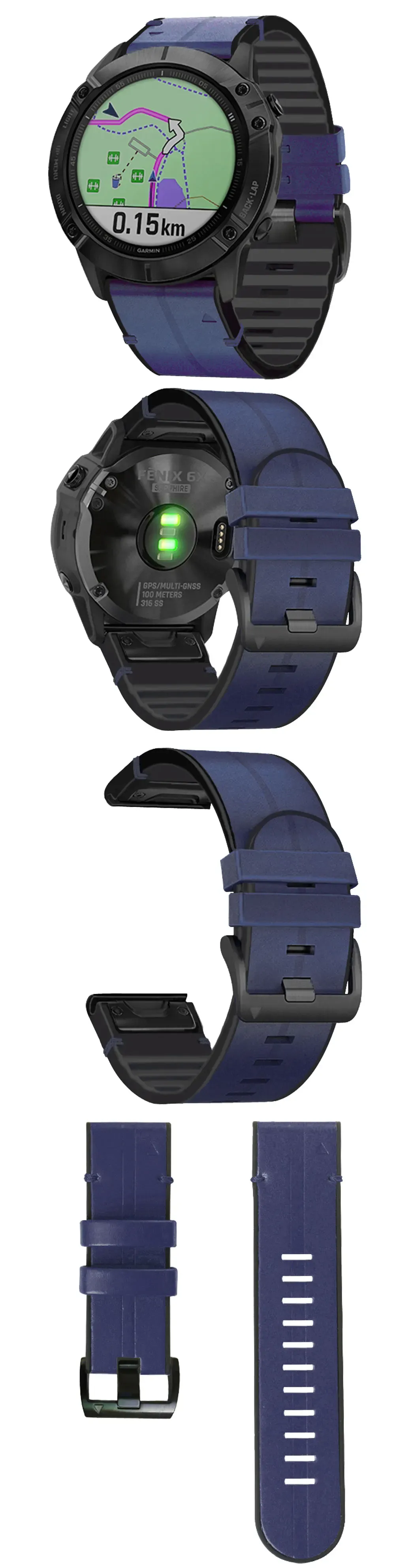 Bracelet cuir silicone Quickfit 22 à 26 mm