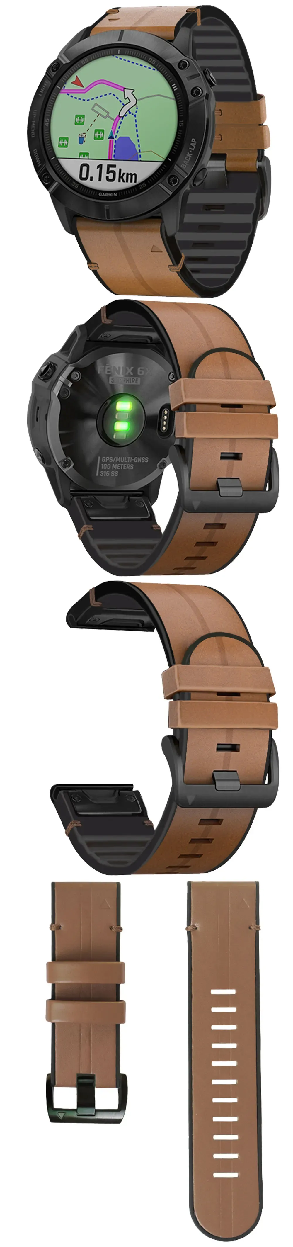 Bracelet cuir silicone Quickfit 22 à 26 mm