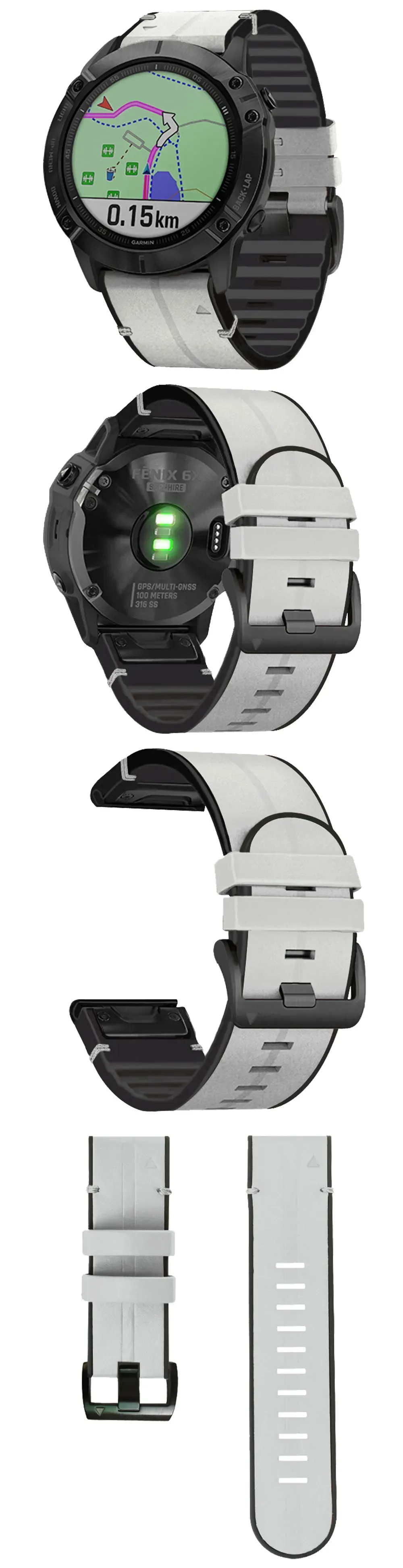 Bracelet cuir silicone Quickfit 22 à 26 mm