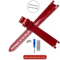 Bracelet cuir souple 12 mm pour Tissot Flamenco – Couleur du bracelet Red(LG)-No buckle