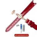 Bracelet cuir souple 12 mm pour Tissot Flamenco – Couleur du bracelet Red(LG)-Rose