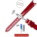 Bracelet cuir souple 12 mm pour Tissot Flamenco – Couleur du bracelet Red(LG)-Steel