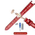 Bracelet cuir souple 12 mm pour Tissot Flamenco – Couleur du bracelet Red(ZJ)-Rose