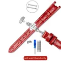 Bracelet cuir souple 12 mm pour Tissot Flamenco – Couleur du bracelet Red(ZJ)-Steel
