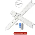 Bracelet cuir souple 12 mm pour Tissot Flamenco – Couleur du bracelet White(ZJ)-No buckle