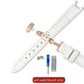 Bracelet cuir souple 12 mm pour Tissot Flamenco – Couleur du bracelet White(ZJ)-Rose