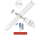 Bracelet cuir souple 12 mm pour Tissot Flamenco – Couleur du bracelet White(ZJ)-Steel