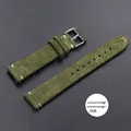 Bracelet cuir suédé vintage 14 à 22 mm à dégagement rapide – Couleur du bracelet Army Green