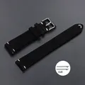 Bracelet cuir suédé vintage 14 à 22 mm à dégagement rapide – Couleur du bracelet Black