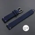 Bracelet cuir suédé vintage 14 à 22 mm à dégagement rapide – Couleur du bracelet Dark Blue
