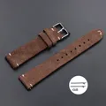 Bracelet cuir suédé vintage 14 à 22 mm à dégagement rapide – Couleur du bracelet Dark Brown