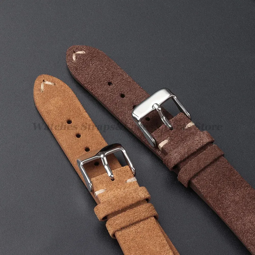 Bracelet cuir suédé vintage 14 à 22 mm à dégagement rapide