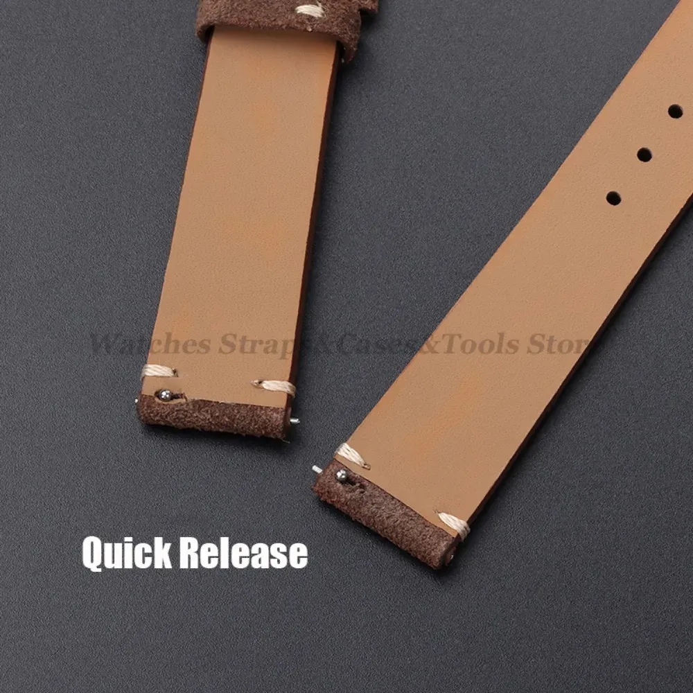 Bracelet cuir suédé vintage 14 à 22 mm à dégagement rapide