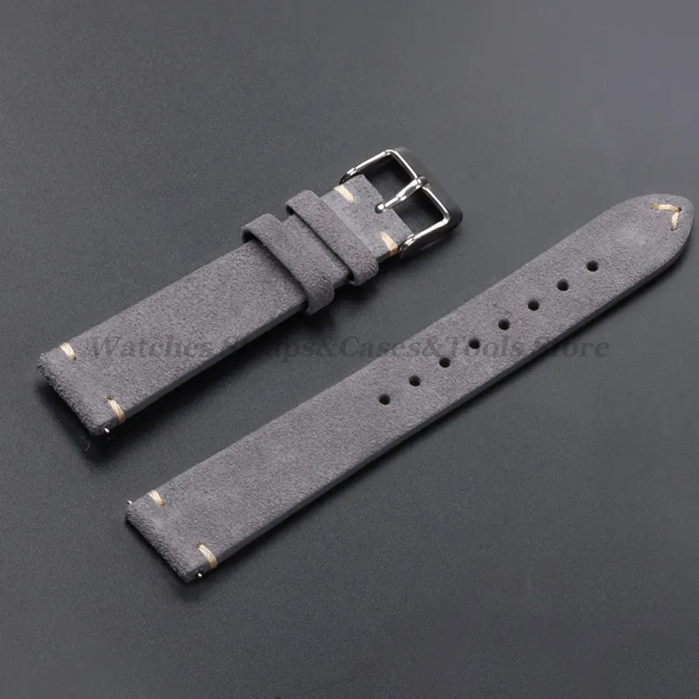 Bracelet cuir suédé vintage 14 à 22 mm à dégagement rapide