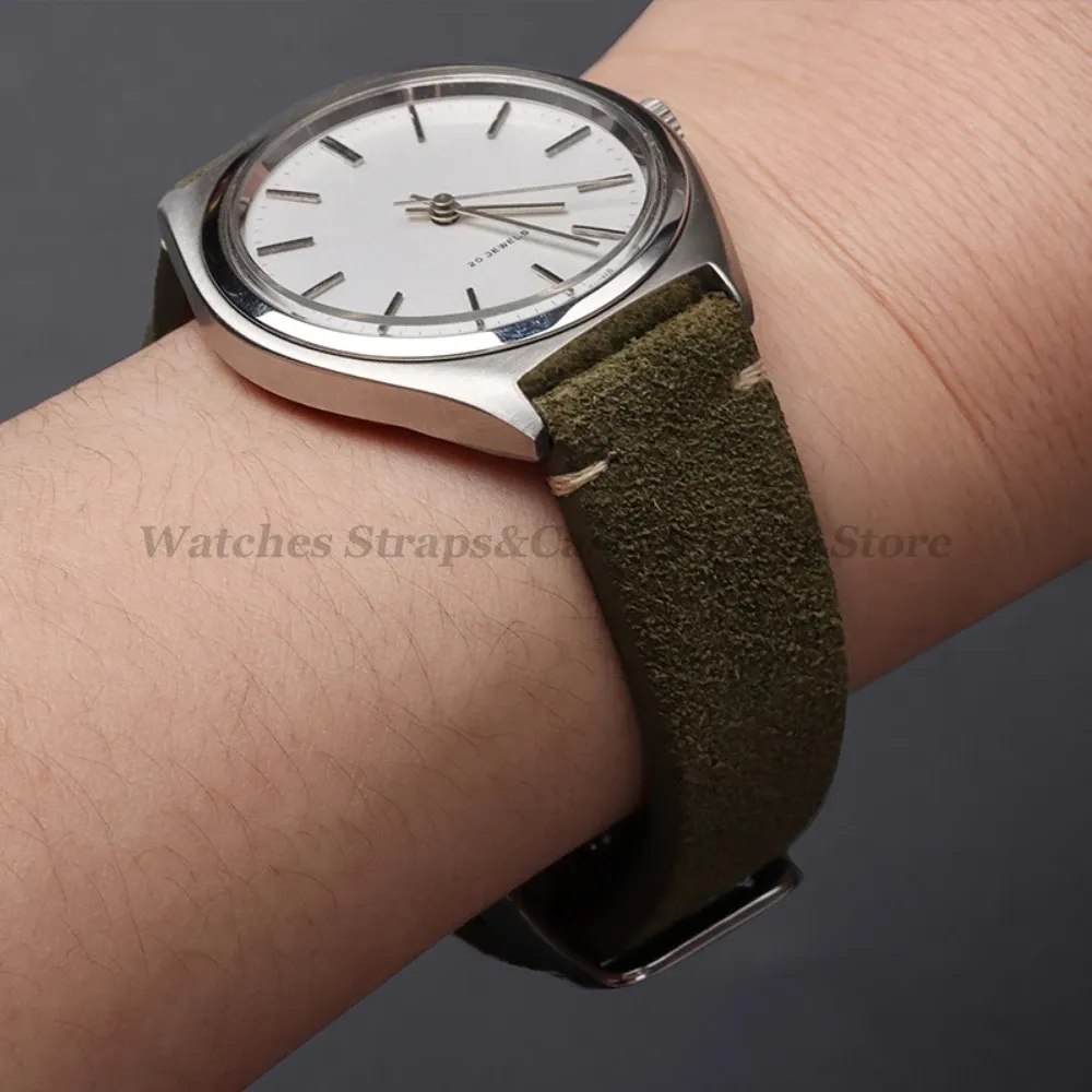 Bracelet cuir suédé vintage 14 à 22 mm à dégagement rapide