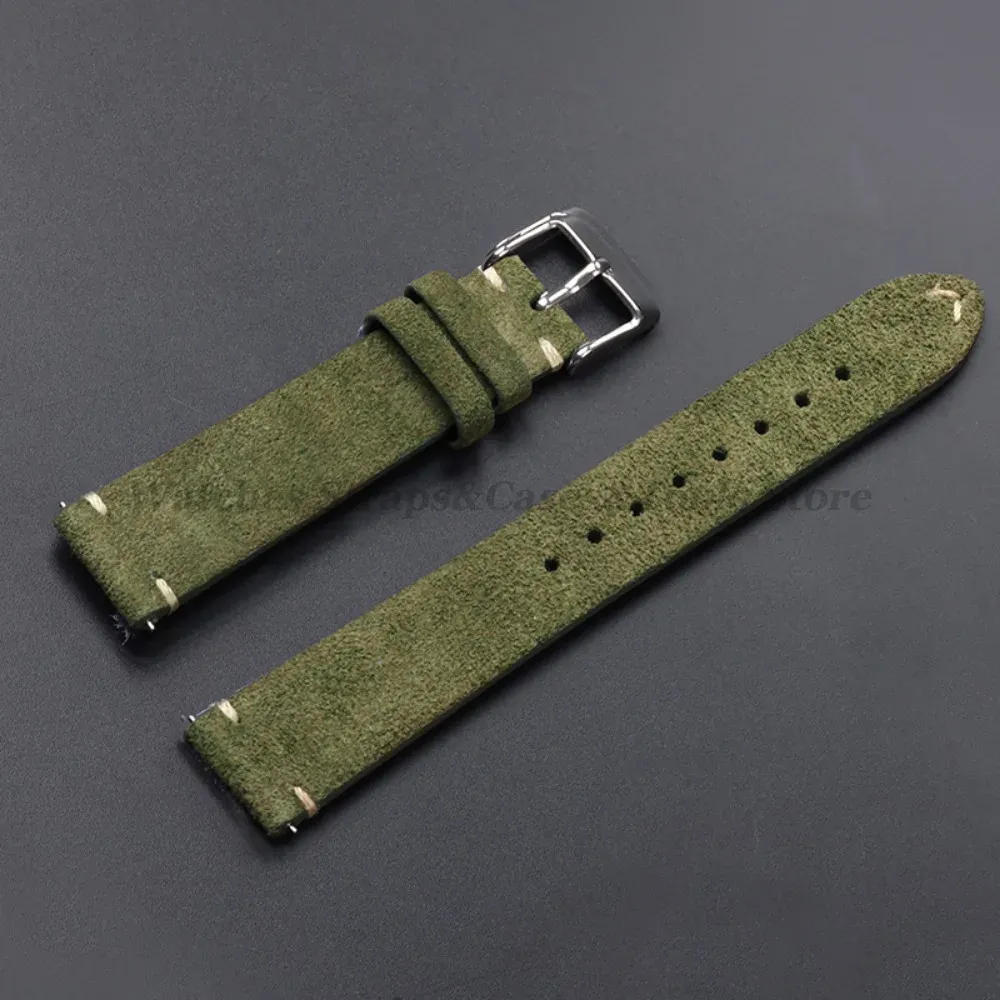 Bracelet cuir suédé vintage 14 à 22 mm à dégagement rapide
