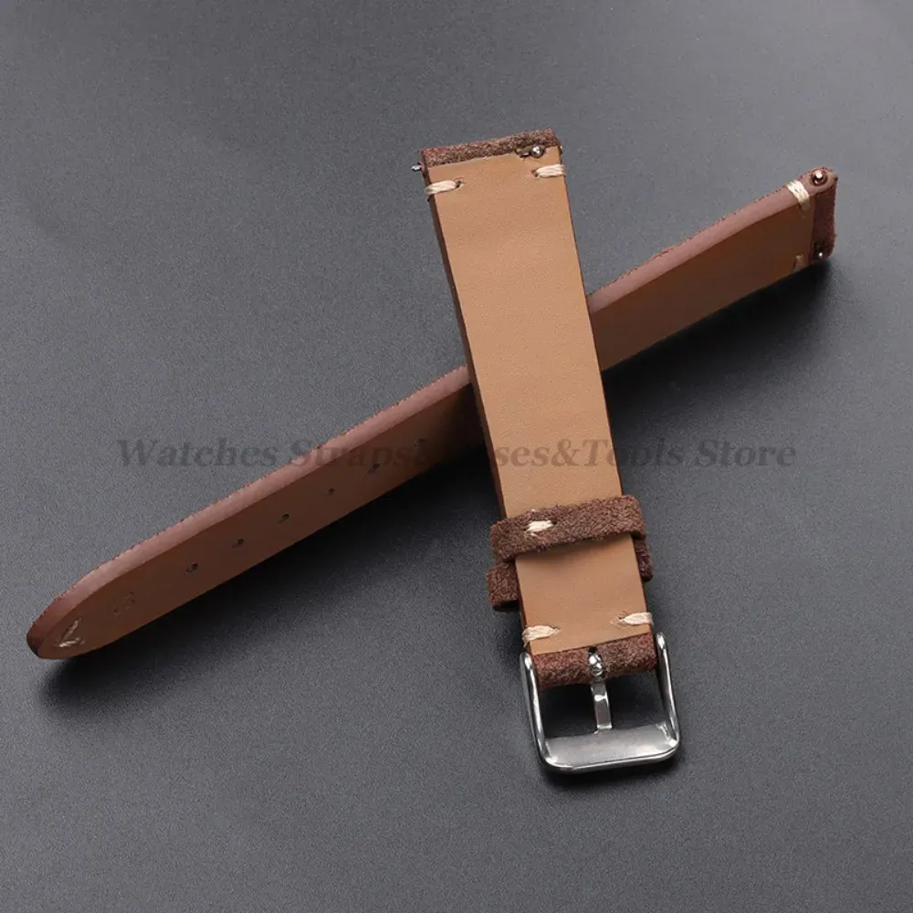 Bracelet cuir suédé vintage 14 à 22 mm à dégagement rapide