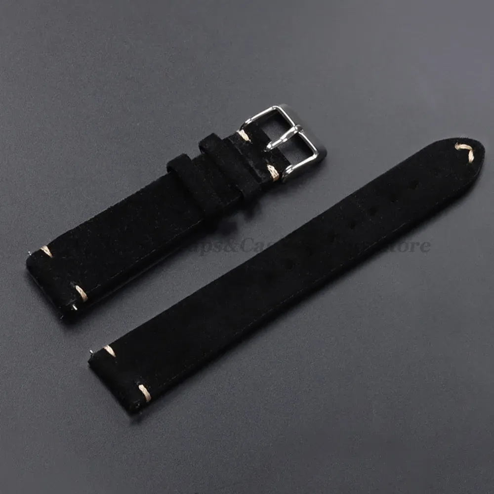Bracelet cuir suédé vintage 14 à 22 mm à dégagement rapide
