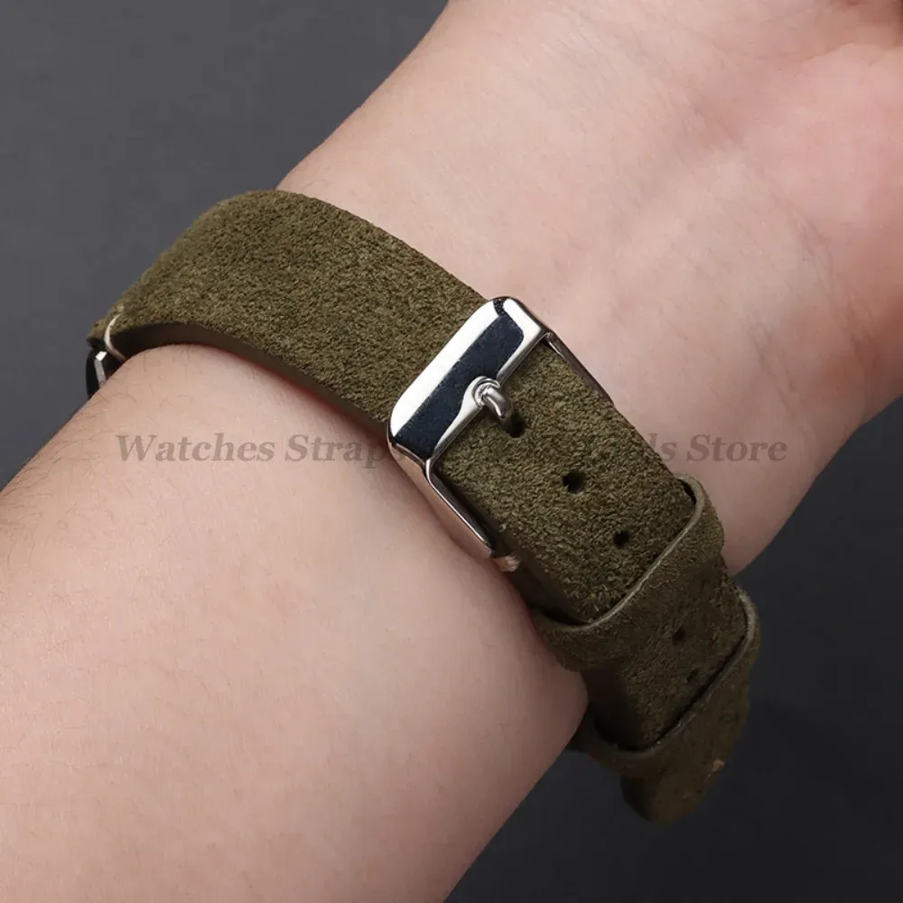 Bracelet cuir suédé vintage 14 à 22 mm à dégagement rapide
