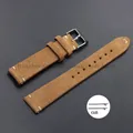 Bracelet cuir suédé vintage 14 à 22 mm à dégagement rapide – Couleur du bracelet Light Brown