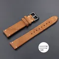 Bracelet cuir suédé vintage 14 à 22 mm à dégagement rapide – Couleur du bracelet Yellow Brown