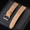 Bracelet cuir universel 18 à 22 mm doux et respirant – Couleur du bracelet Matte Khaki