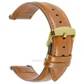 Bracelet cuir vache 18 à 24 mm dégagement rapide – Couleur du bracelet brown-gold buckle