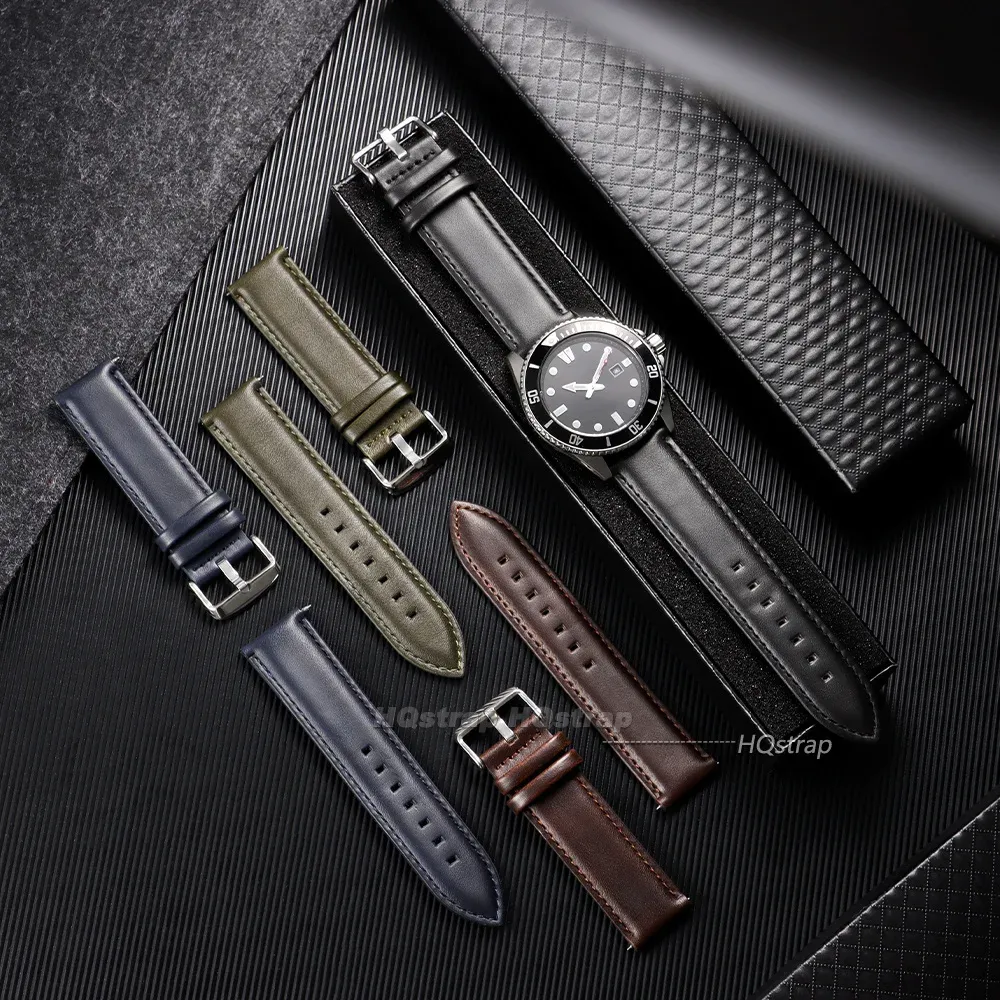 Bracelet cuir vache 18 à 24 mm dégagement rapide