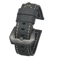 Bracelet cuir vache 20 à 26 mm pour Panerai – Couleur du bracelet Black-Black Buckle
