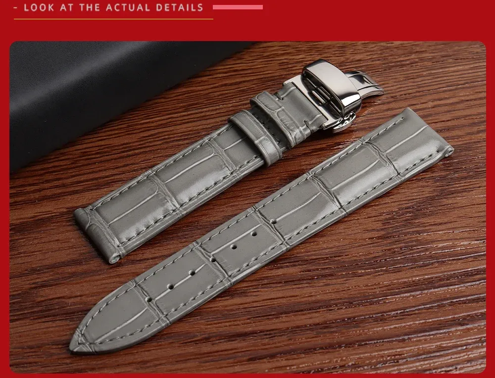 Bracelet cuir vache gris 14 à 21 mm souple