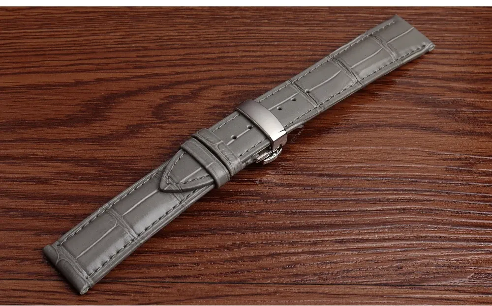 Bracelet cuir vache gris 14 à 21 mm souple