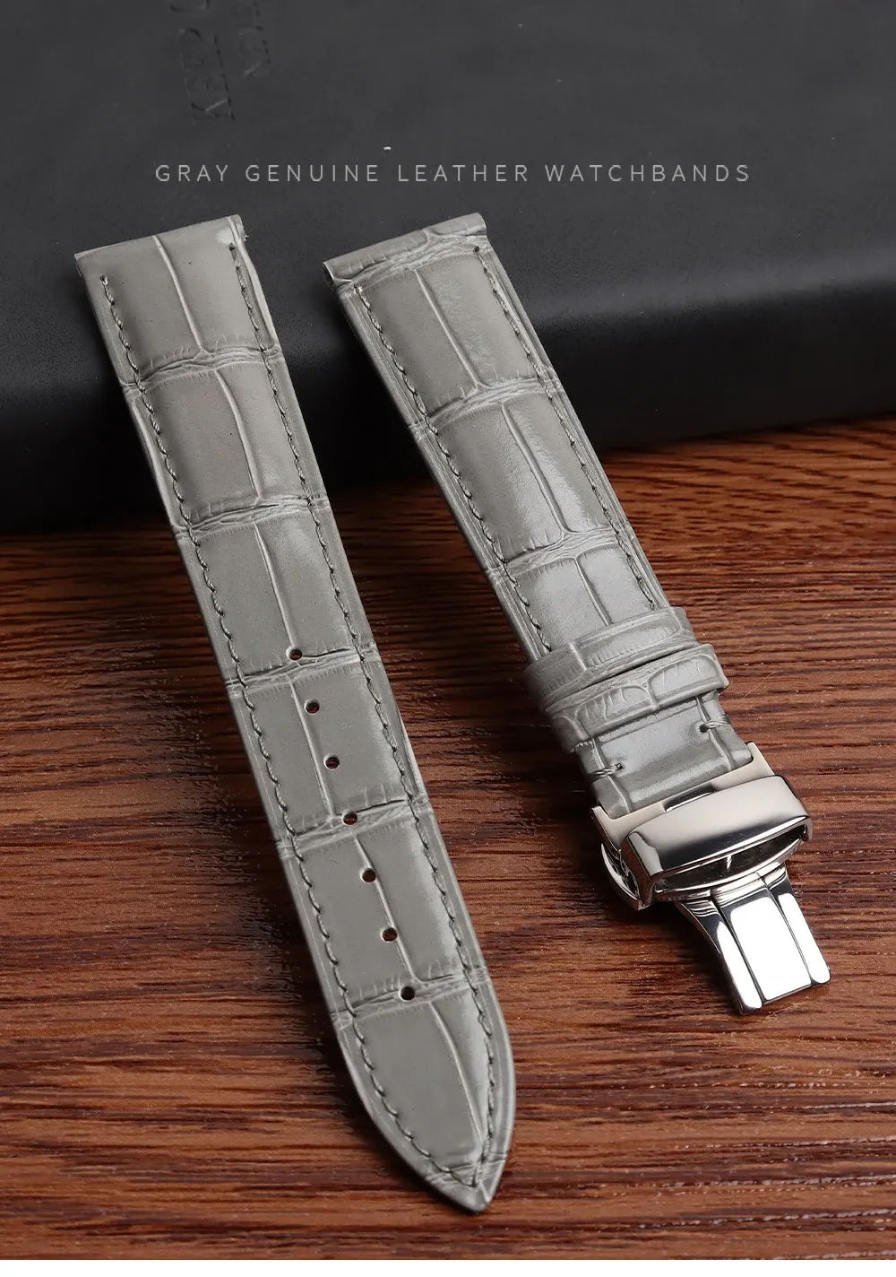 Bracelet cuir vache gris 14 à 21 mm souple