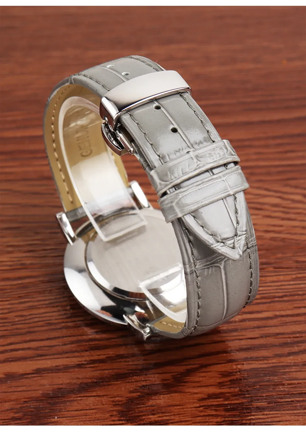 Bracelet cuir vache gris 14 à 21 mm souple
