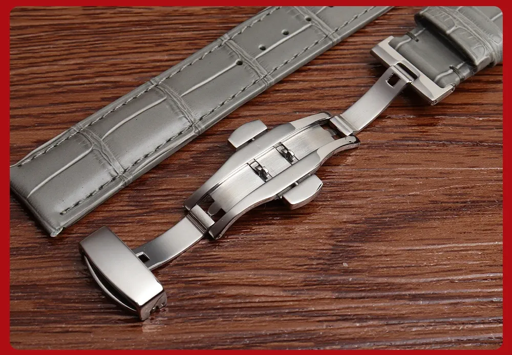 Bracelet cuir vache gris 14 à 21 mm souple