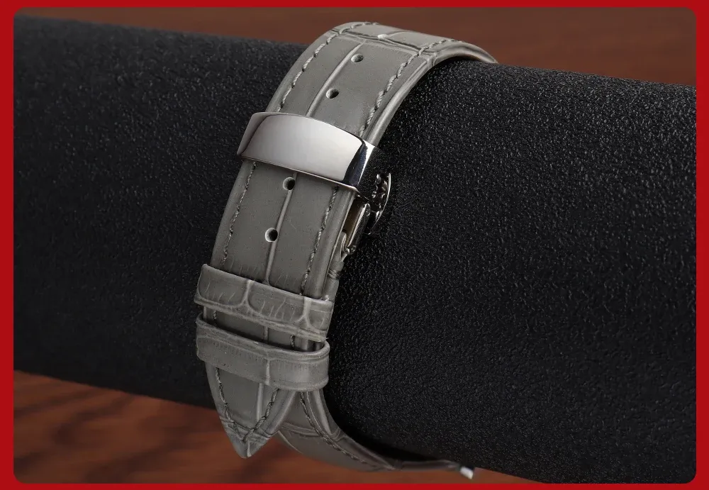 Bracelet cuir vache gris 14 à 21 mm souple
