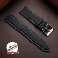 Bracelet cuir vache vintage 14 à 24 mm à dégagement rapide – Couleur du bracelet Black