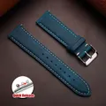 Bracelet cuir vache vintage 14 à 24 mm à dégagement rapide – Couleur du bracelet Blue