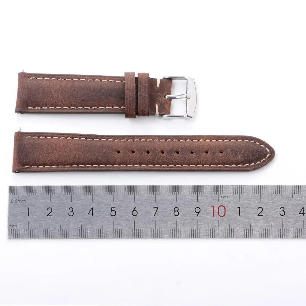 Bracelet cuir vache vintage 14 à 24 mm à dégagement rapide