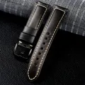 Bracelet cuir veau 20 à 24 mm pour Huawei et Samsung – Couleur du bracelet Black-black