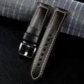Bracelet cuir veau 20 à 24 mm pour Huawei et Samsung – Couleur du bracelet Black-silver