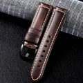 Bracelet cuir veau 20 à 24 mm pour Huawei et Samsung – Couleur du bracelet Dark Brown-Black