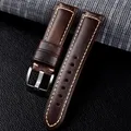 Bracelet cuir veau 20 à 24 mm pour Huawei et Samsung – Couleur du bracelet Dark Brown-silver