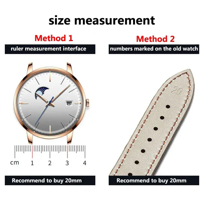 Bracelet cuir veau 20 à 24 mm pour Huawei et Samsung