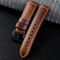 Bracelet cuir veau 20 à 24 mm pour Huawei et Samsung – Couleur du bracelet Light Brown-Black