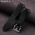 Bracelet cuir vintage 18 à 22 mm – Couleur du bracelet Black