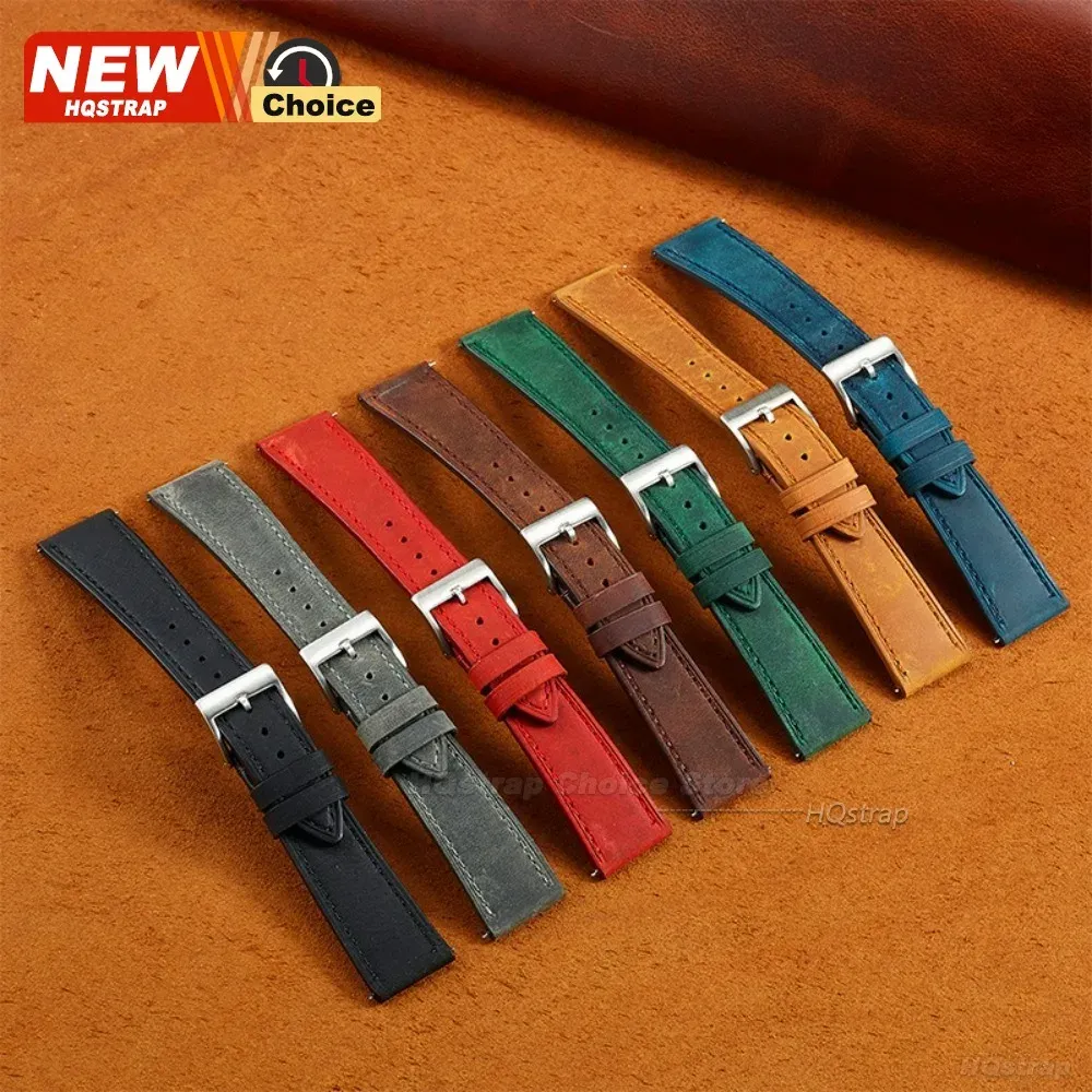 Bracelet cuir vintage 18 à 24 mm à dégagement rapide