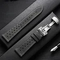 Bracelet cuir vintage 18 à 24 mm avec boucle papillon – Couleur du bracelet gris