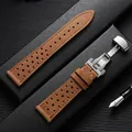 Bracelet cuir vintage 18 à 24 mm avec boucle papillon – Couleur du bracelet Marron clair